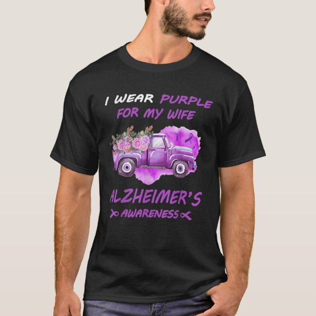 Camiseta Eu Visto Roxo para a minha esposa Alzheimer Sensib (Frente)