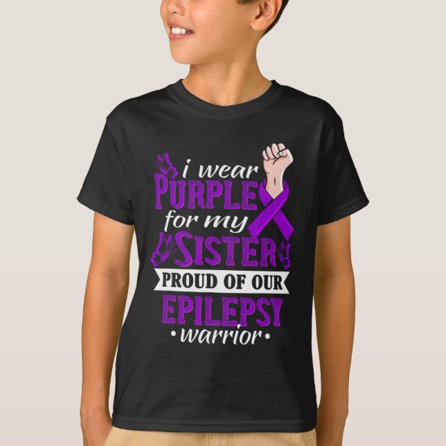 Camiseta Eu Visto Roxo Para A Minha Irmã Epilepsy Warrior A (Frente)