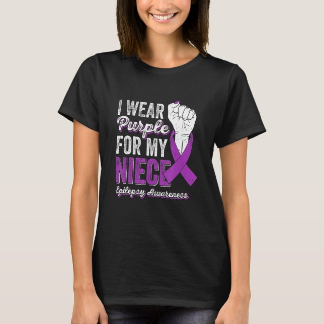 Camiseta Eu Visto Roxo Para A Minha sobrinha Epilepsia De F (Frente)