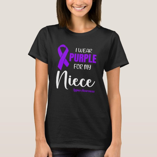 Camiseta Eu Visto Roxo para a minha sobrinha para a consciê (Frente)