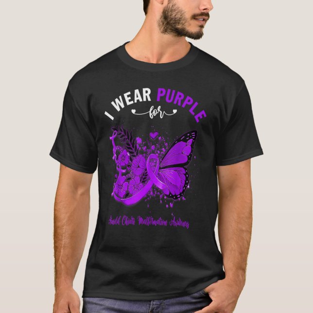 Camiseta Eu Visto Roxo Para Arnold Chiari Malformation Awar (Frente)