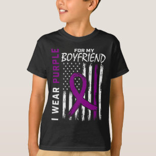 Camiseta Eu Visto Roxo Para Câncer de pâncreas De Namorado