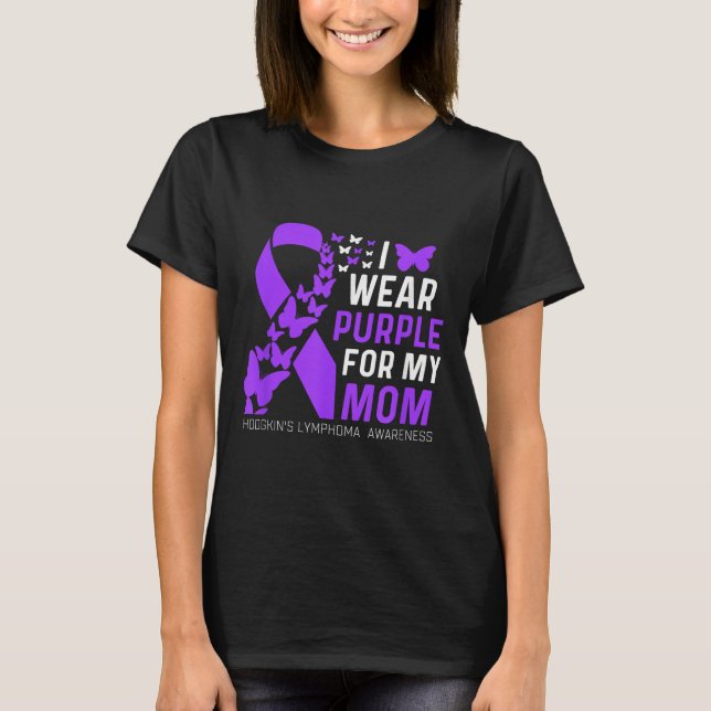 Camiseta Eu Visto Roxo Para Meu Linfoma De Hodgkins Do Mães (Frente)