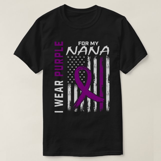 Camiseta Eu Visto Roxo Para Minha Câncer de pâncreas Nana A (Frente do Design)