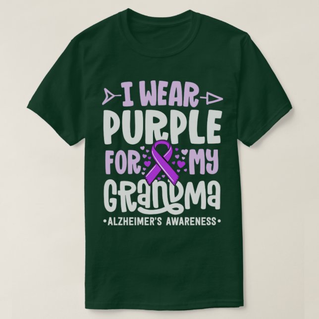 Camiseta Eu Visto Roxo Para Minha Família Avó Alzheimers Aw (Frente do Design)