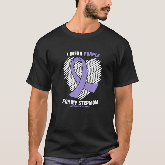 Camiseta Eu Visto Roxo Para Minha Fibrose Cística Stepmmama (Frente)