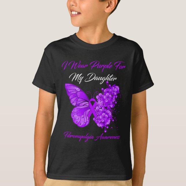 Camiseta Eu Visto Roxo Para Minha Filha Fibromialgia Guerre (Frente)