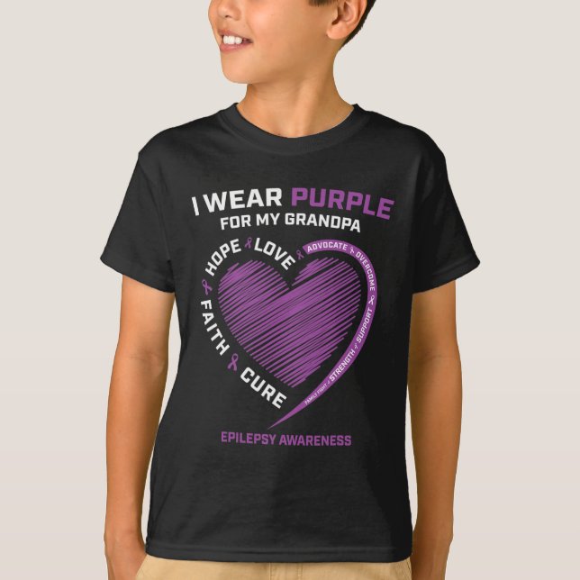 Camiseta Eu Visto Roxo Para O Meu Avô Epilepsy Awaries Ki (Frente)