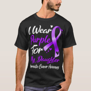 Camiseta Eu Visto Roxo Para O Meu Câncer de pâncreas Filha