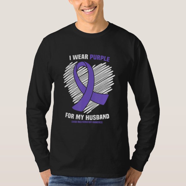 Camiseta Eu Visto Roxo Para O Meu Marido Chiari Malformatio (Frente)