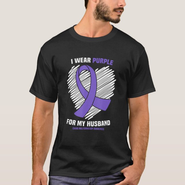 Camiseta Eu Visto Roxo Para O Meu Marido Chiari Malformatio (Frente)