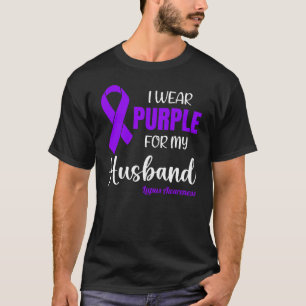 Camiseta Eu Visto Roxo para o meu marido para a consciência