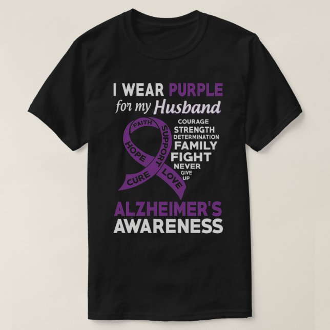 Camiseta Eu Visto Roxo Pela Consciência Do Meu Marido Alzhe (Frente do Design)