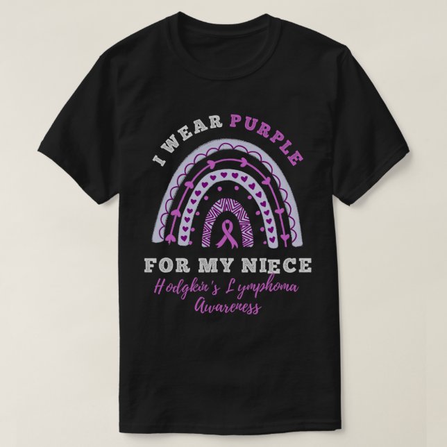 Camiseta Eu Visto Roxo pelo Linfoma de Minha sobrinha Hodgk (Frente do Design)
