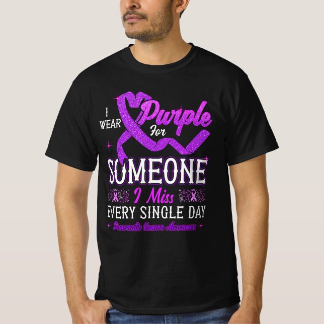 Camiseta Eu Visto Roxo Por Alguém Câncer de pâncreas Awaren (Frente)