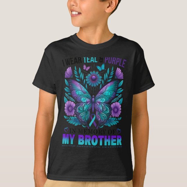 Camiseta Eu Visto Roxo Teal Em Memória Do Meu Irmão Suicídi (Frente)