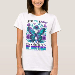 Camiseta Eu Visto Roxo Teal Em Memória Do Meu Irmão Suicídi