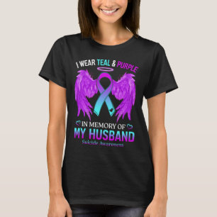 Camiseta Eu Visto Roxo Teal Em Memória Do Meu Marido Suicíd