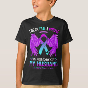 Camiseta Eu Visto Roxo Teal Em Memória Do Suicídio Do Meu M