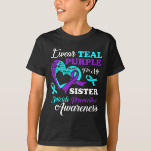 Camiseta Eu Visto Roxo Teal Para A Minha Irmã Prevenição De