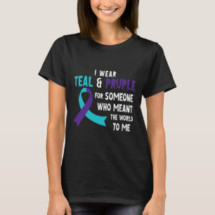 Camiseta Eu Visto Roxo Teal Por Alguém Que Preveja Suicídio