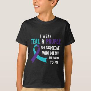 Camiseta Eu Visto Roxo Teal Por Alguém Que Preveja Suicídio