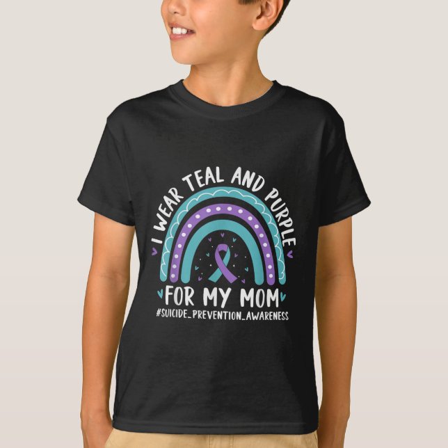 Camiseta Eu Visto Teal &amp; Roxo Para A Minha Mãe O Suicíd (Frente)