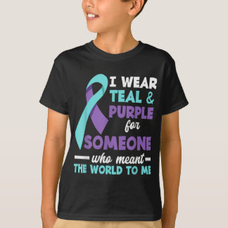 Camiseta Eu Visto Teal &amp; Roxo Para Alguém Que Eu Amo Su
