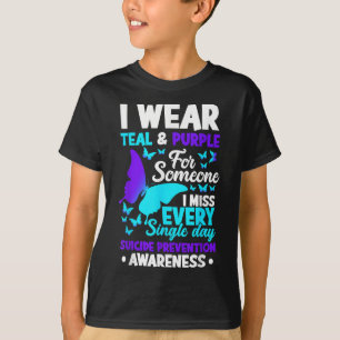 Camiseta Eu Visto Teal & Roxo Para Alguém Que Sinto Fal