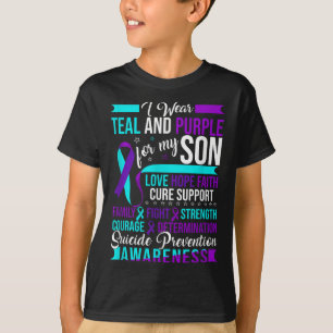Camiseta Eu Visto Teal &amp; Roxo Para O Meu Filho, Evitar 