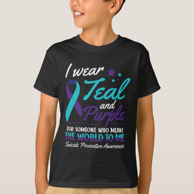 Camiseta Eu Visto Teal e Puro Suicídio Consciência Mental E (Frente)