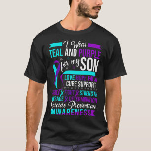 Camiseta Eu Visto Teal e Purple Para Meu Filho Suicídio Pre