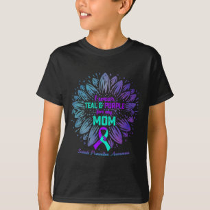 Camiseta Eu Visto Teal e Purple Para Minha Mãe, Suicídio Pr
