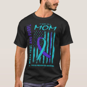 Camiseta Eu Visto Teal e Purple Suicida Sensibilização Cami