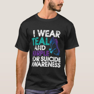 Camiseta Eu Visto Teal e Roxo Apoio à Consciência do Suicíd