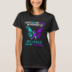 Camiseta Eu Visto Teal E Roxo Em Memória Do Meu Tio Suici