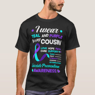 Camiseta Eu Visto Teal E Roxo Para A Minha Peste De Suicídi