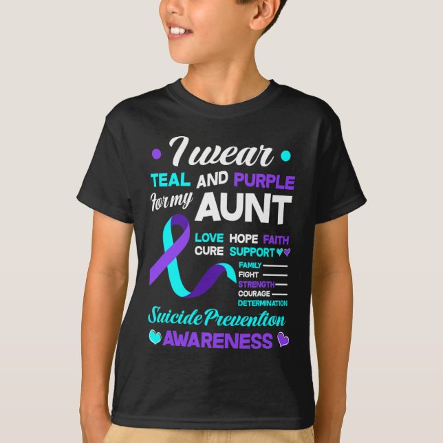 Camiseta Eu Visto Teal e Roxo Para A Minha Tia. (Frente)
