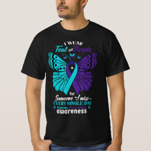 Camiseta Eu Visto Teal E Roxo Para Alguém Que Eu Amo Suicíd