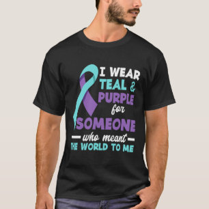 Camiseta Eu Visto Teal e Roxo Para Alguém Que Eu Amo Suicíd