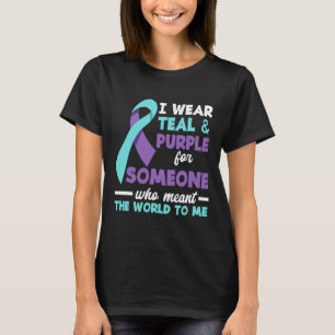 Camiseta Eu Visto Teal E Roxo Para Alguém Que Eu Amo Suicíd