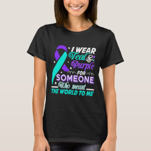 Camiseta Eu Visto Teal E Roxo Para Alguém Que Eu Amo Suicíd