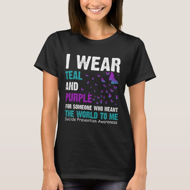 Camiseta Eu Visto Teal E Roxo Para Alguém Que Quer Dizer O  (Frente)