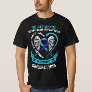 Camiseta Eu Visto Teal e Roxo Para Alguém Que Sinto Falta D