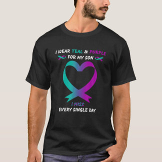 Camiseta Eu Visto Teal E Roxo Para Meu Filho Eu Sinto Falta