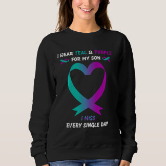 Camiseta Eu Visto Teal E Roxo Para Meu Filho Eu Sinto Falta
