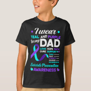Camiseta Eu Visto Teal e Roxo Para Meu Pai Suicídio Prevent