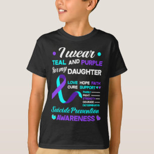 Camiseta Eu Visto Teal e Roxo Para Minha Filha Suicida Ante