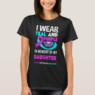 Camiseta Eu Visto Teal E Roxo Para Minha Filha Suicida Ante