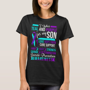 Camiseta Eu Visto Teal E Roxo Para O Meu Filho Suicida Prev